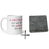  Kaffeebecher mit Spruch "In Deutschland gilt derjenige der auf den Schmutz aufmerksam macht als gefährlicher, als der derjenige der den Schmutz macht Filzuntersetzer Reitschuster.de