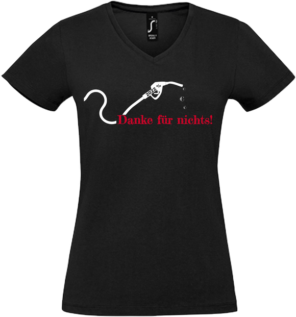 Damen V-Neck T-Shirt „Danke für nichts