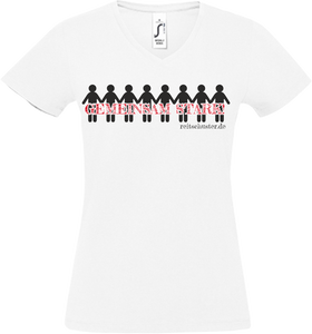 Damen V-Neck T-Shirt „Gemeinsam Stark" weiss