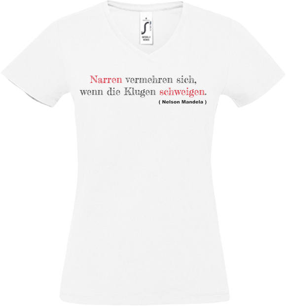 Damen V-Neck T-Shirt „Narren vermehren sich...