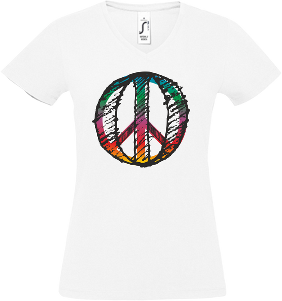 Damen V-Neck T-Shirt „Peace