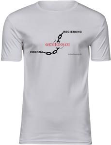T-Shirt UNISEX  „Regierung-Gemeinsam-Corona" weiß mit schwarz/rotem Aufdruck