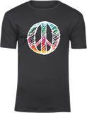 T-Shirt UNISEX  „Peace"schwarz, mit bunten Aufdruck im RS Design