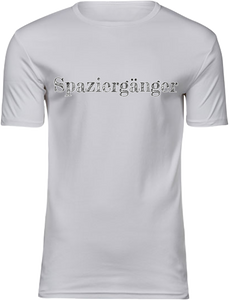 T-Shirt UNISEX  „SPAZIERGÄNGER" weiss mit schwarz/weissen Aufdruck