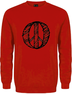 Sweater rot Reitschuster, mit schwarzem Peace Zeichen