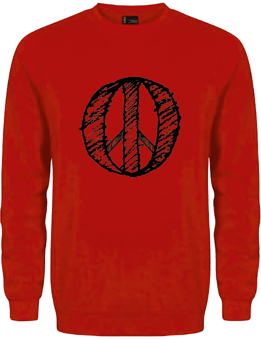 Sweater rot Reitschuster, mit schwarzem Peace Zeichen