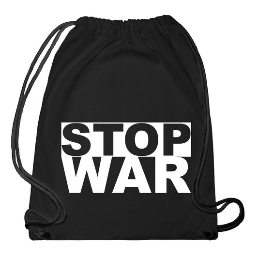 Gym Bag "STOP WAR", schwarz/weiss