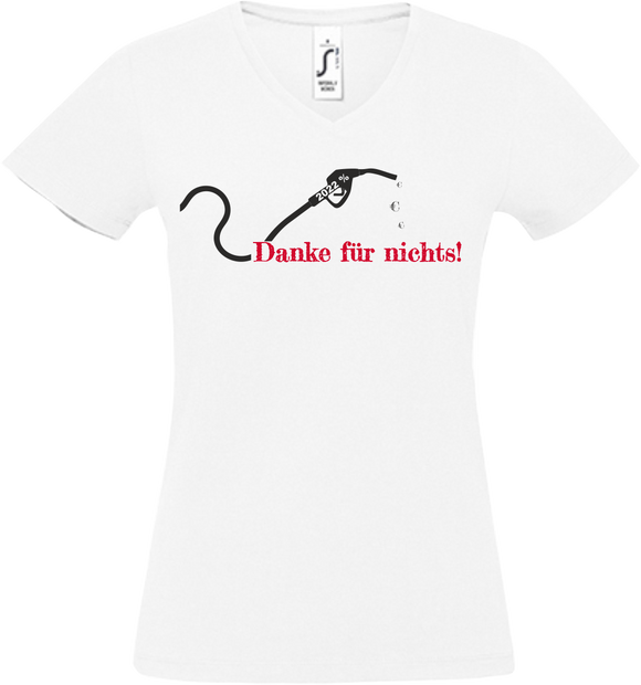 Damen V-Neck T-Shirt „Danke für nichts