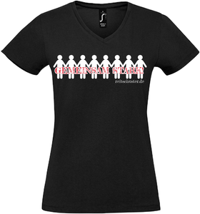 Damen V-Neck T-Shirt „Gemeinsam Stark" schwarz