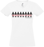 Damen V-Neck T-Shirt „Gemeinsam Stark" weiss