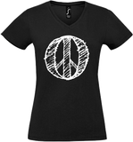 Damen V-Neck T-Shirt „Peace" weiss, schwarz