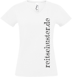 Damen V-Neck T-Shirt „reitschuster.de" weiss