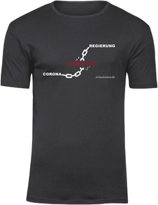 T-Shirt UNISEX  „Regierung-Gemeinsam-Corona" schwarz mit weiß/rotem Aufdruck