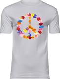 T-Shirt UNISEX  „Peace" Blume weiss mit bunten Aufdruck