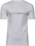 T-Shirt UNISEX  „SPAZIERGÄNGER" weiss mit schwarz/weissen Aufdruck