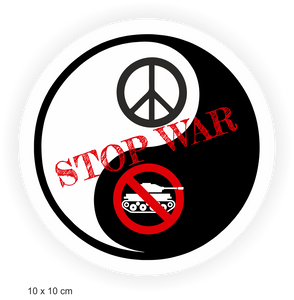 Aufkleber rund, STOP WAR und Peace Zeichen für Innen und Außen