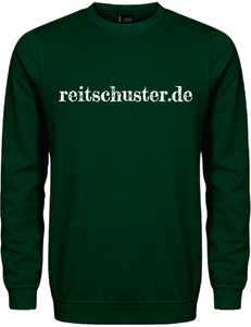 Sweater grün Reitschuster, mit weißen Reitschuster.de Schriftzug, vorne mittig