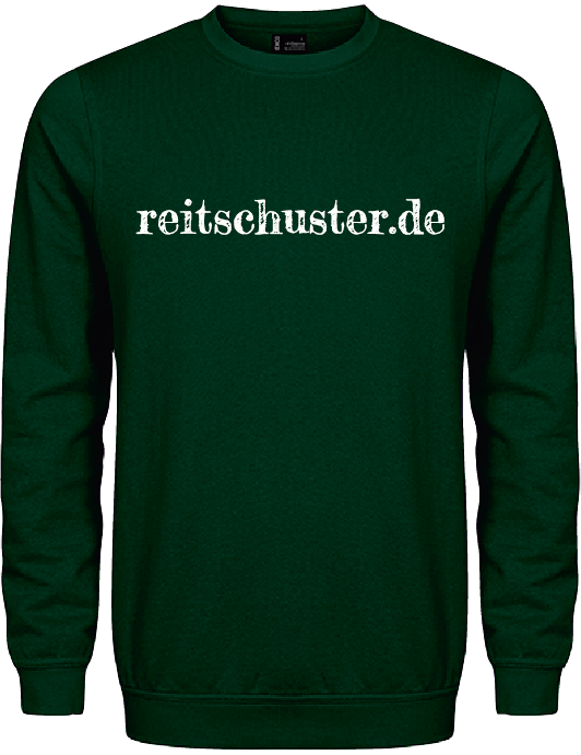 Sweater grün Reitschuster, mit weißen Reitschuster.de Schriftzug, vorne mittig