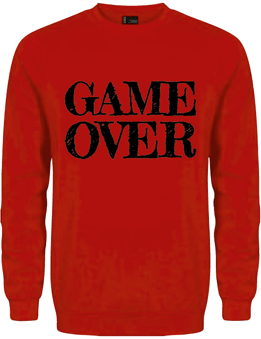 Sweater rot Reitschuster, mit schwarzen Game Over Aufdruck
