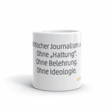 Tasse bedruckt bit Spruch " Kritischer Journalismus....." und Reitschuster.de Schriftzug