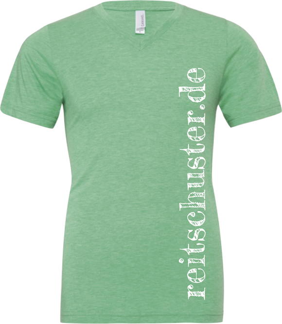 T-Shirt V-Neck „reitschuster.de“ Grün Meliert